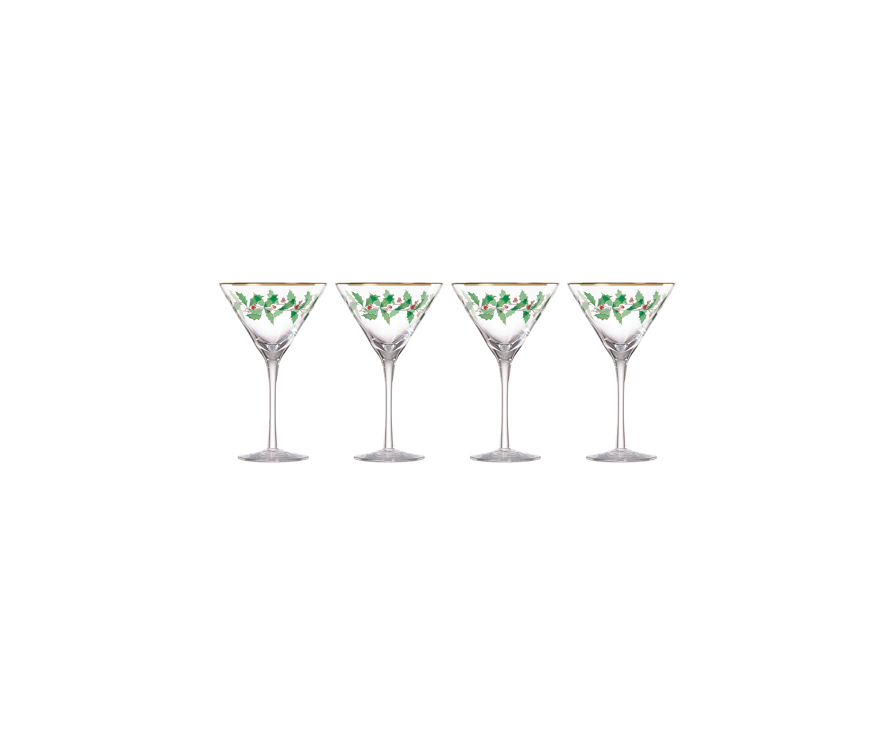 Holiday Decal Martini Glass Set 