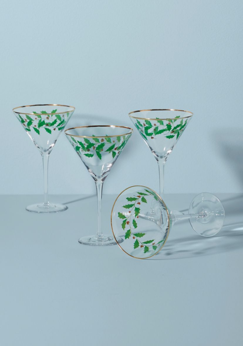 Holiday Decal Martini Glass Set 