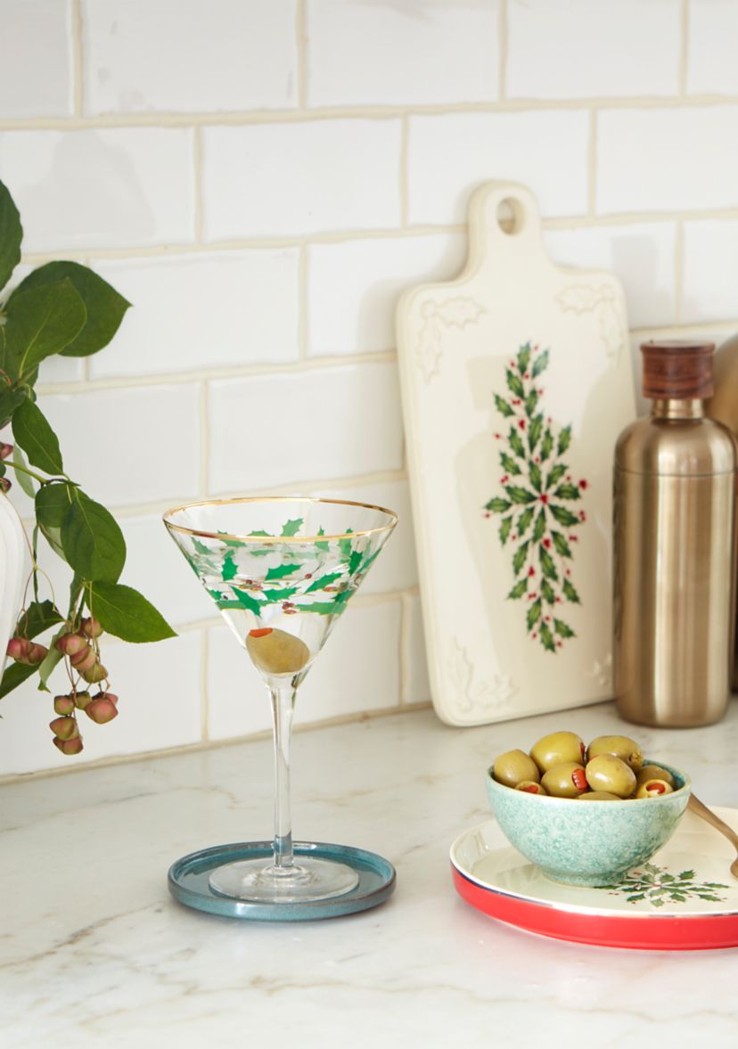 Holiday Decal Martini Glass Set 