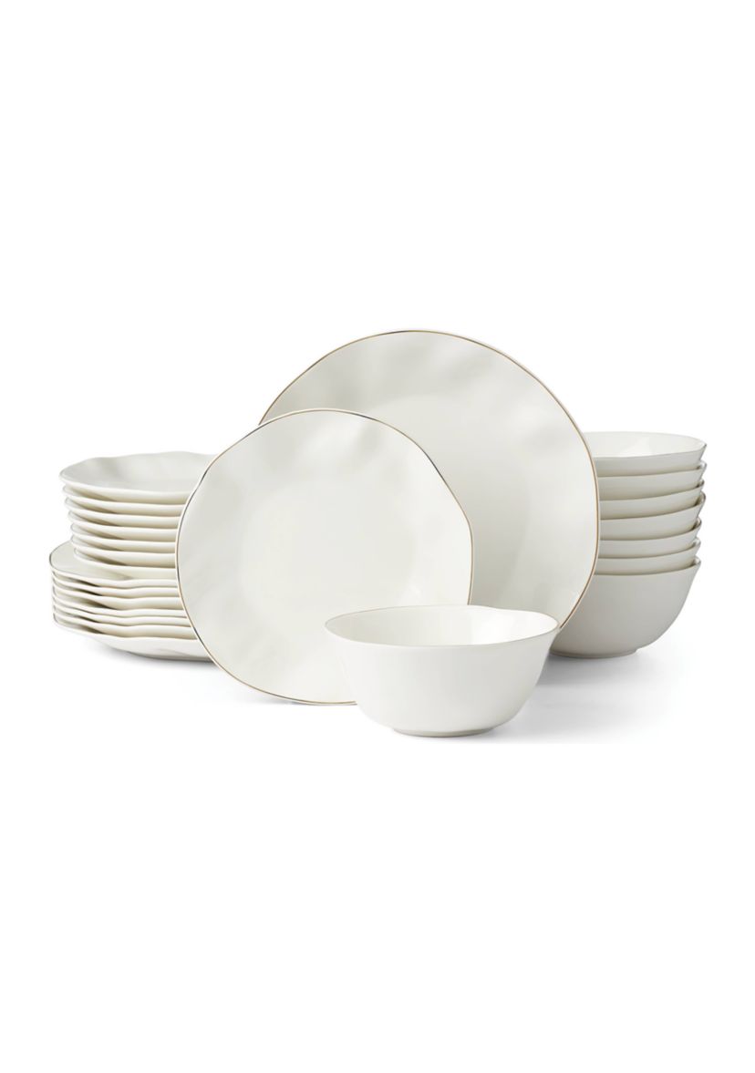 Blue Bay White 24 Piece Dinnerware Set