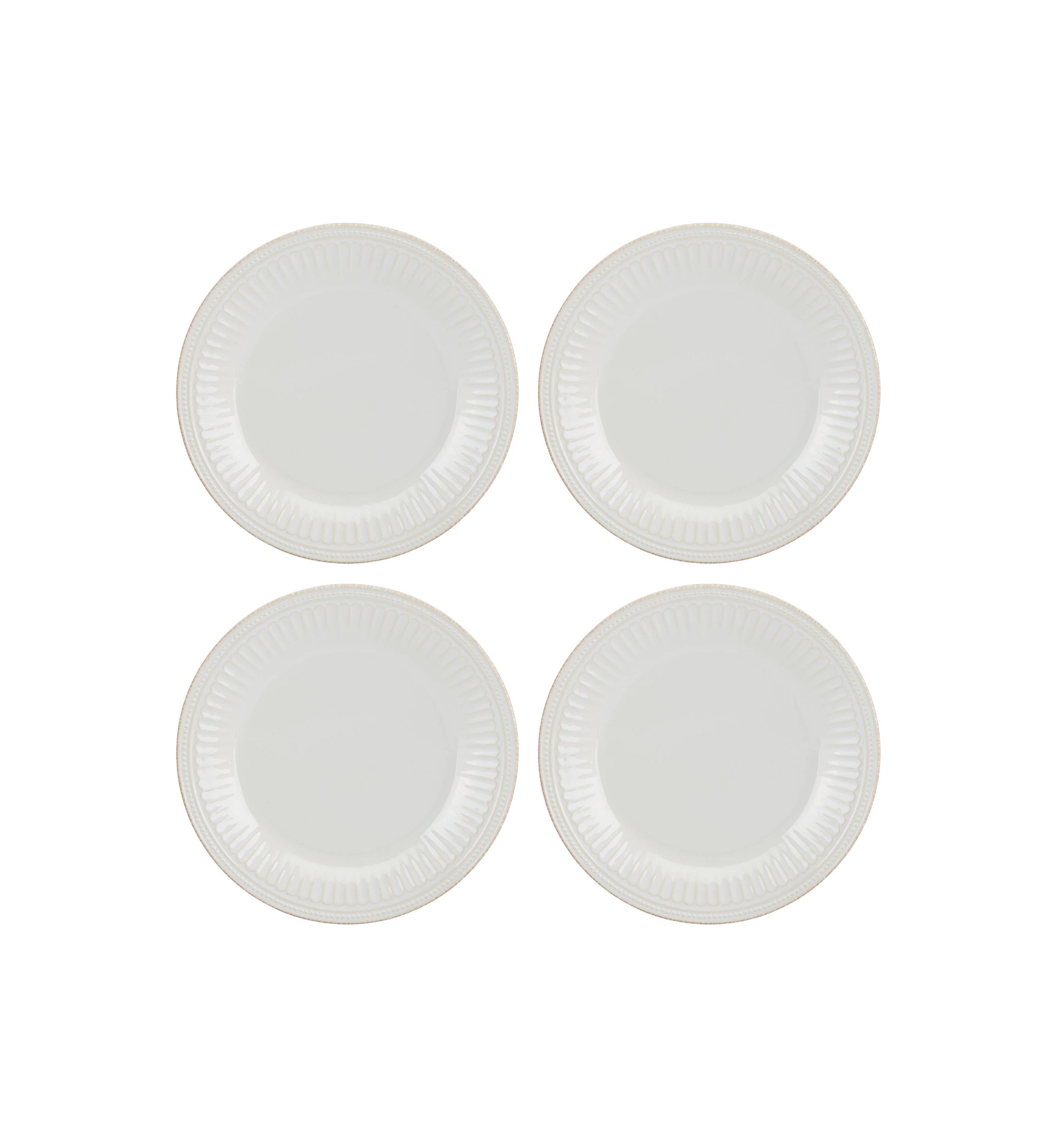 Set of 4 French Perle Groove Dinner Plates