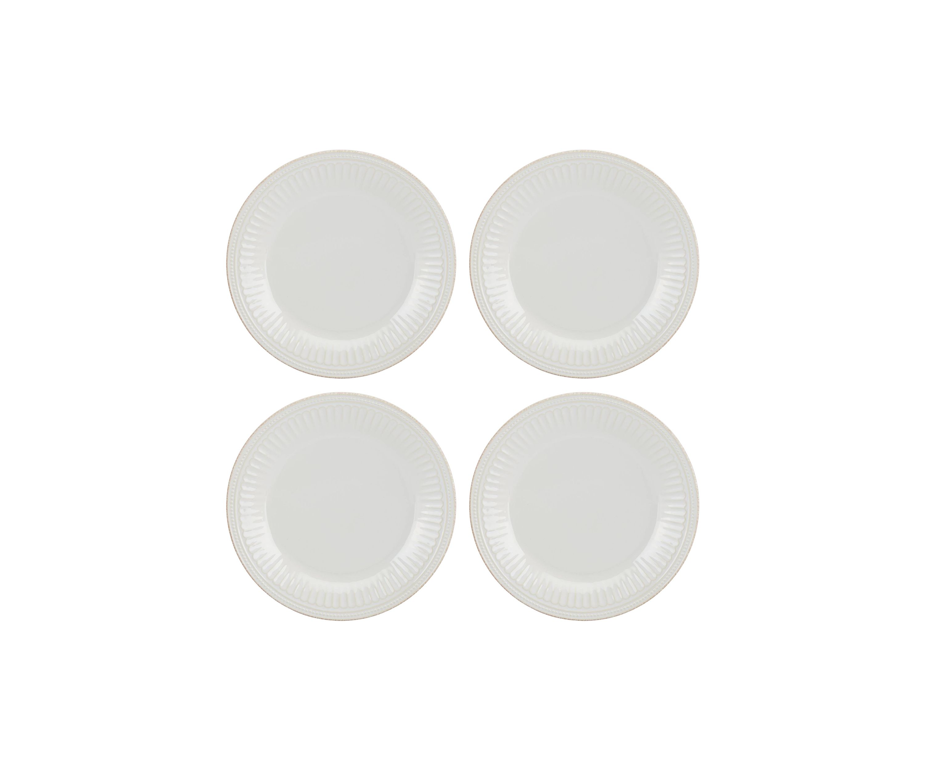 Set of 4 French Perle Groove Dinner Plates