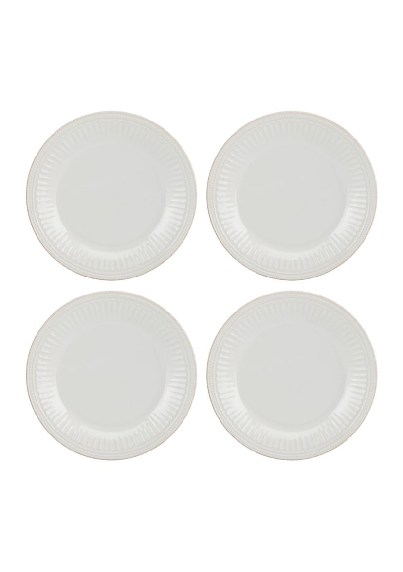 Set of 4 French Perle Groove Dinner Plates