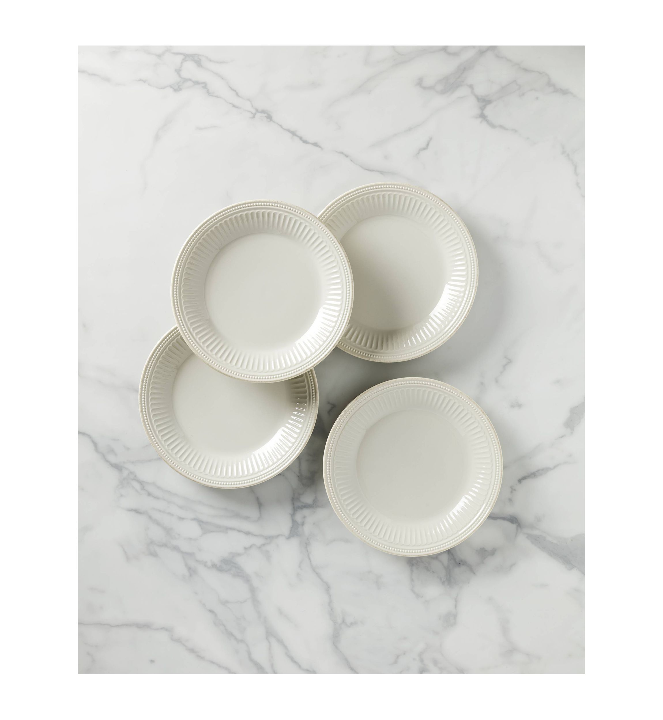Set of 4 French Perle Groove Dinner Plates