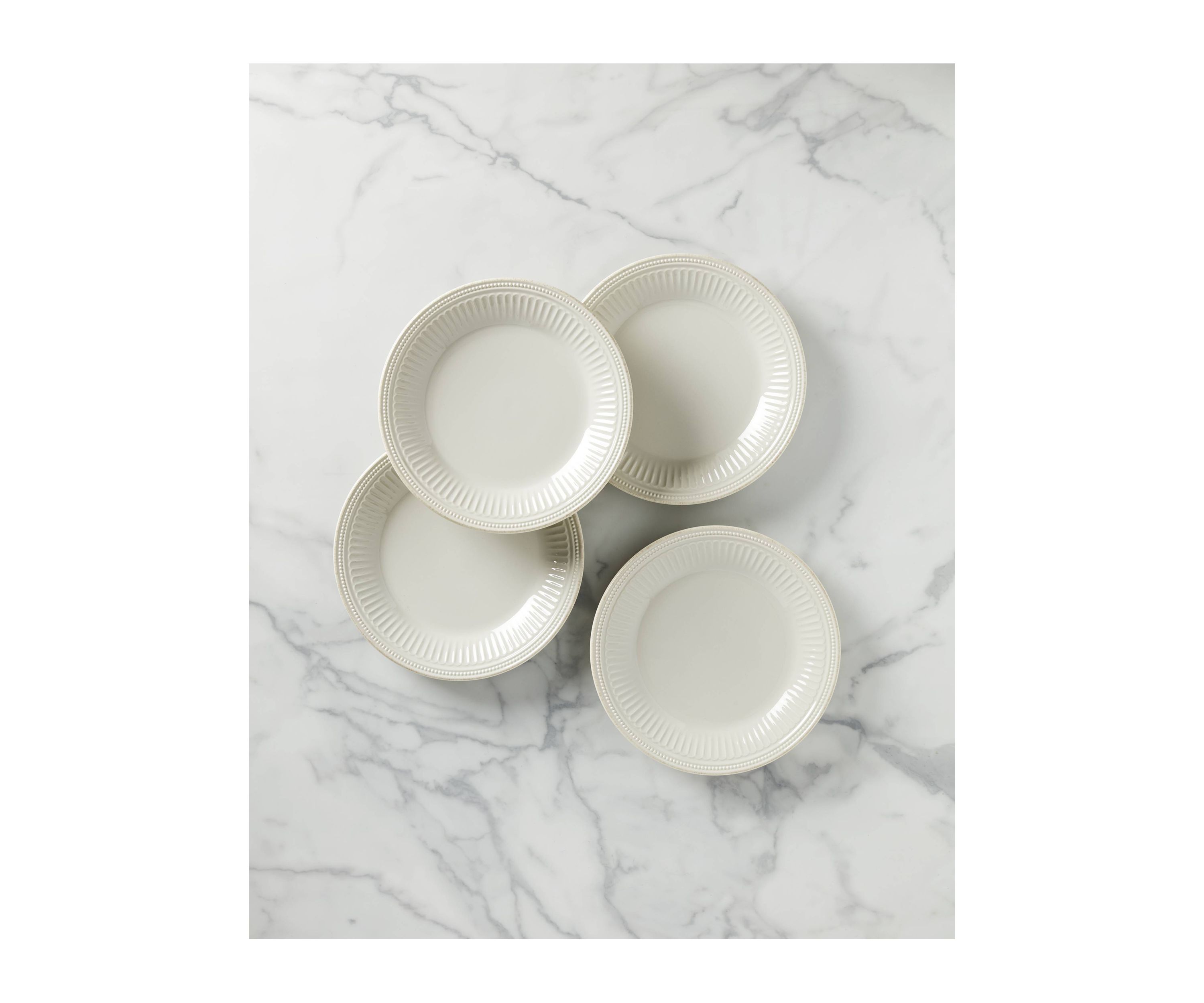 Set of 4 French Perle Groove Dinner Plates
