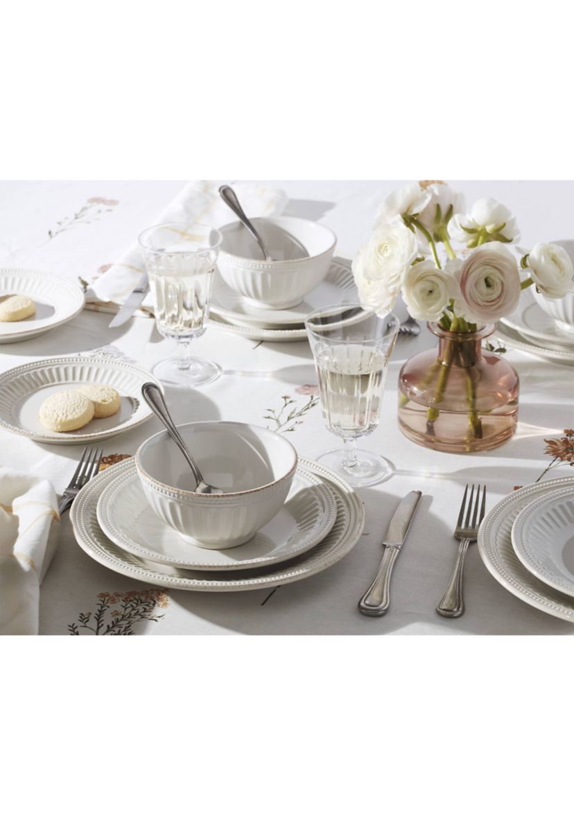 Set of 4 French Perle Groove Dinner Plates