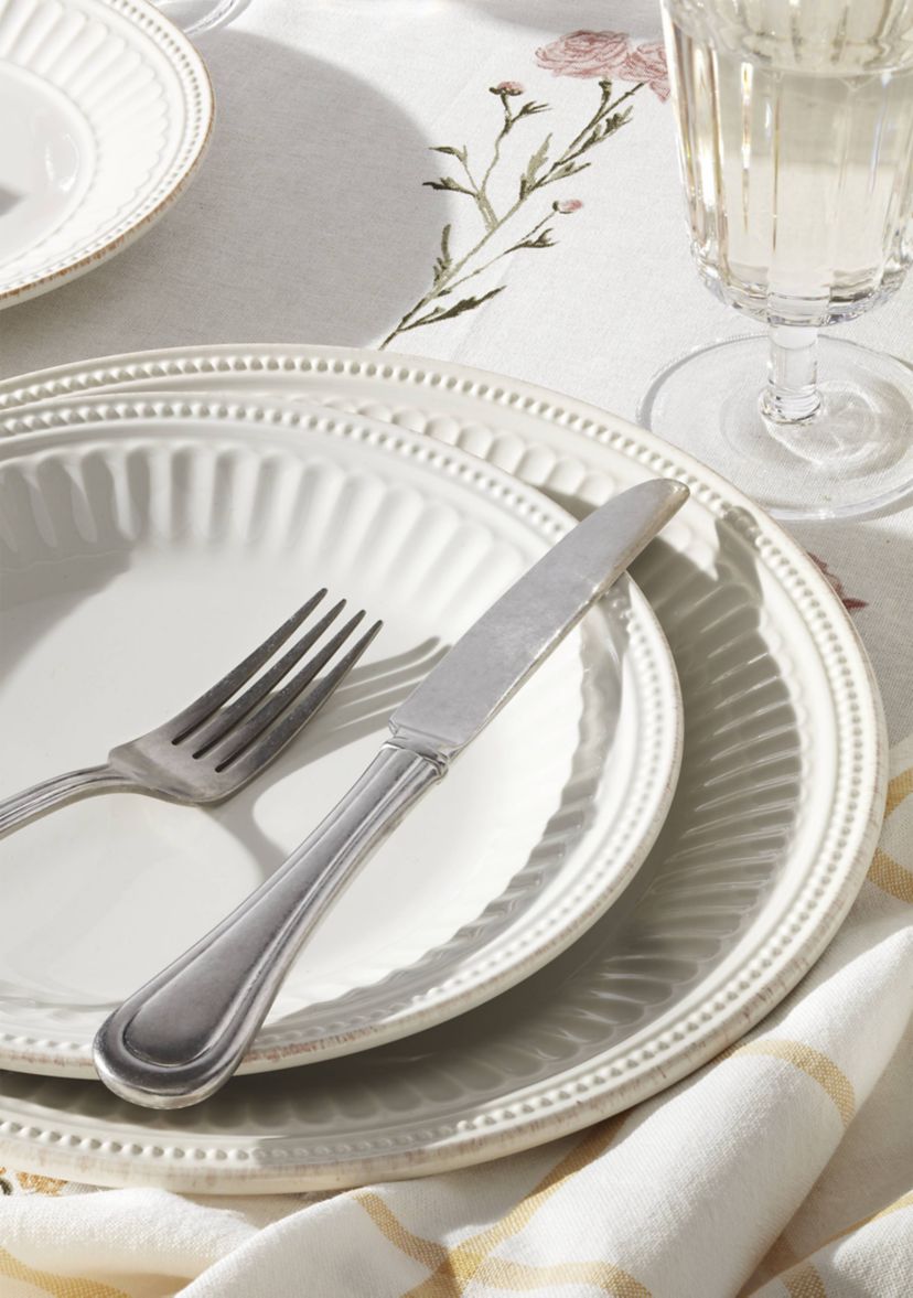 Set of 4 French Perle Groove Dinner Plates