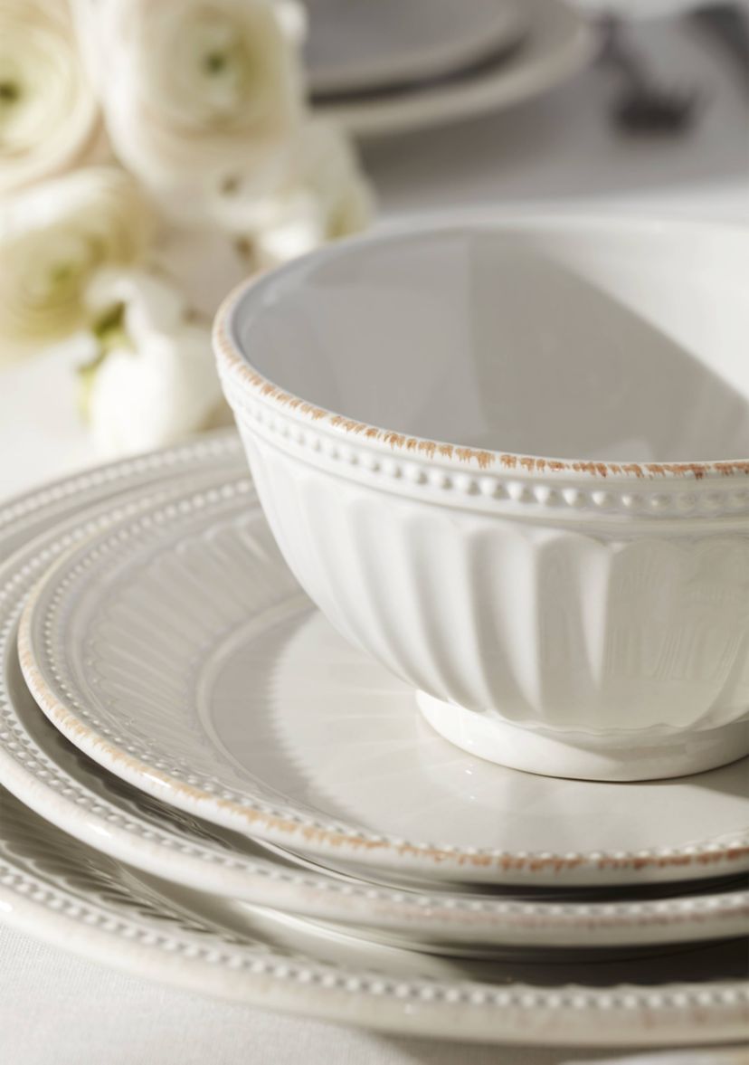 Set of 4 French Perle Groove Dinner Plates