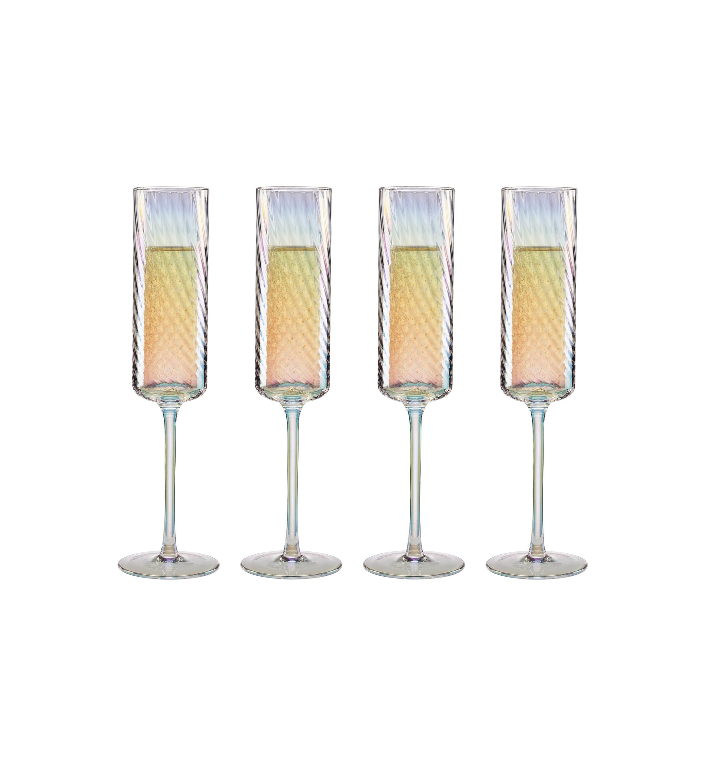 Tuscany Classics Iridescent Flute Glasses - Set of 4