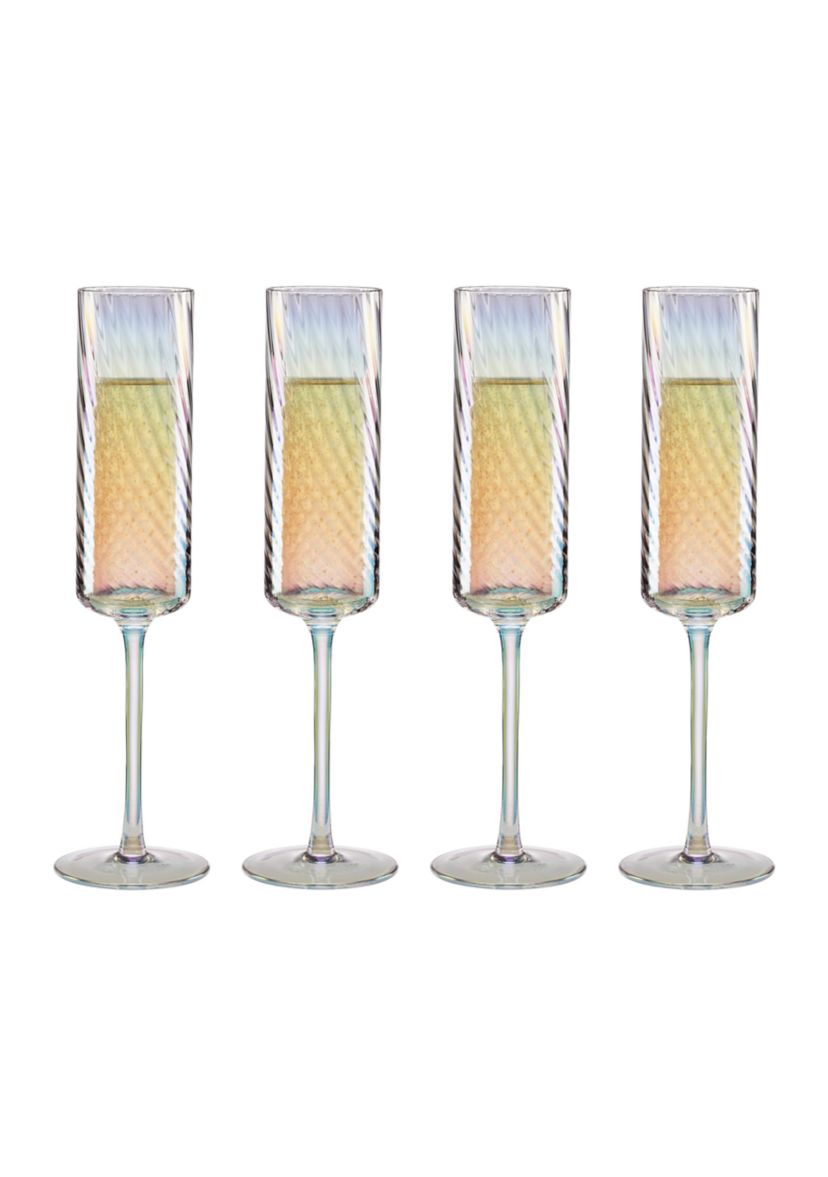 Tuscany Classics Iridescent Flute Glasses - Set of 4
