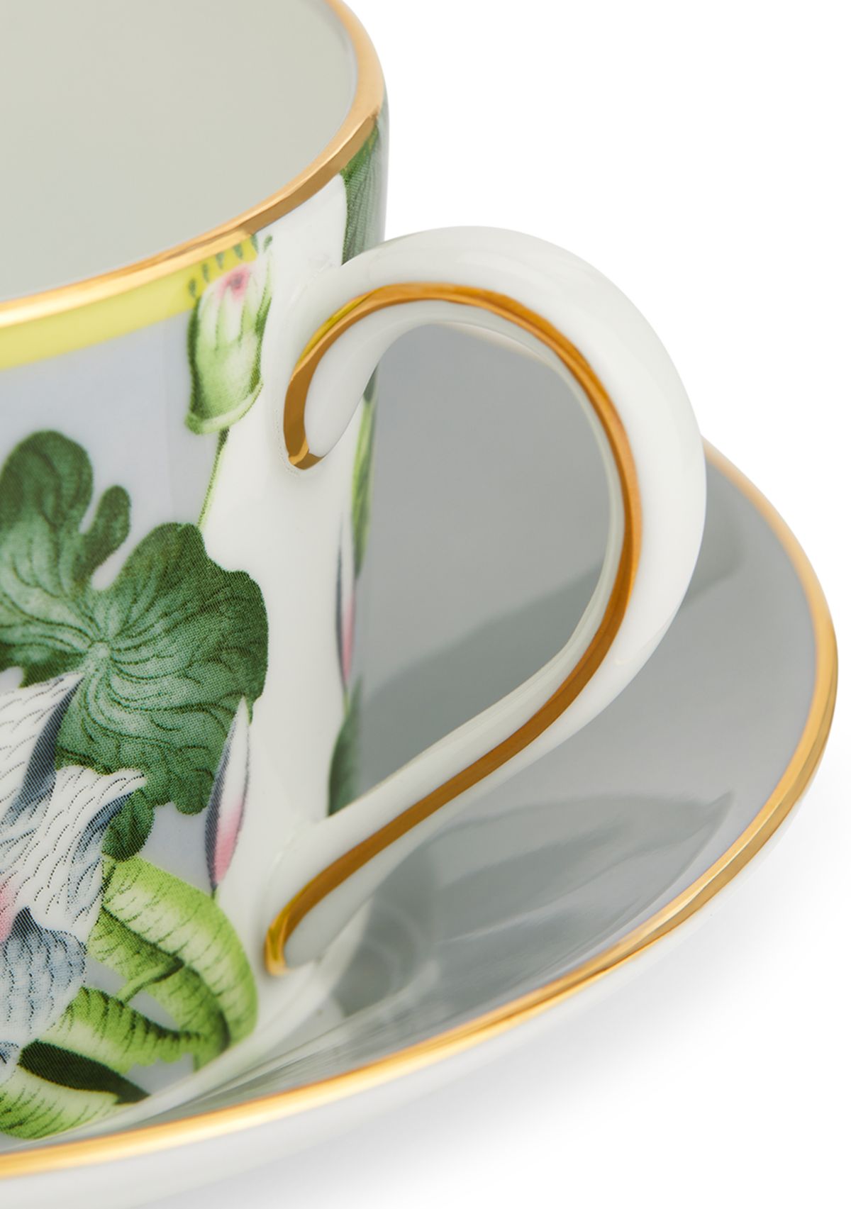 Floral Gold Trim Teacup and Saucer Set