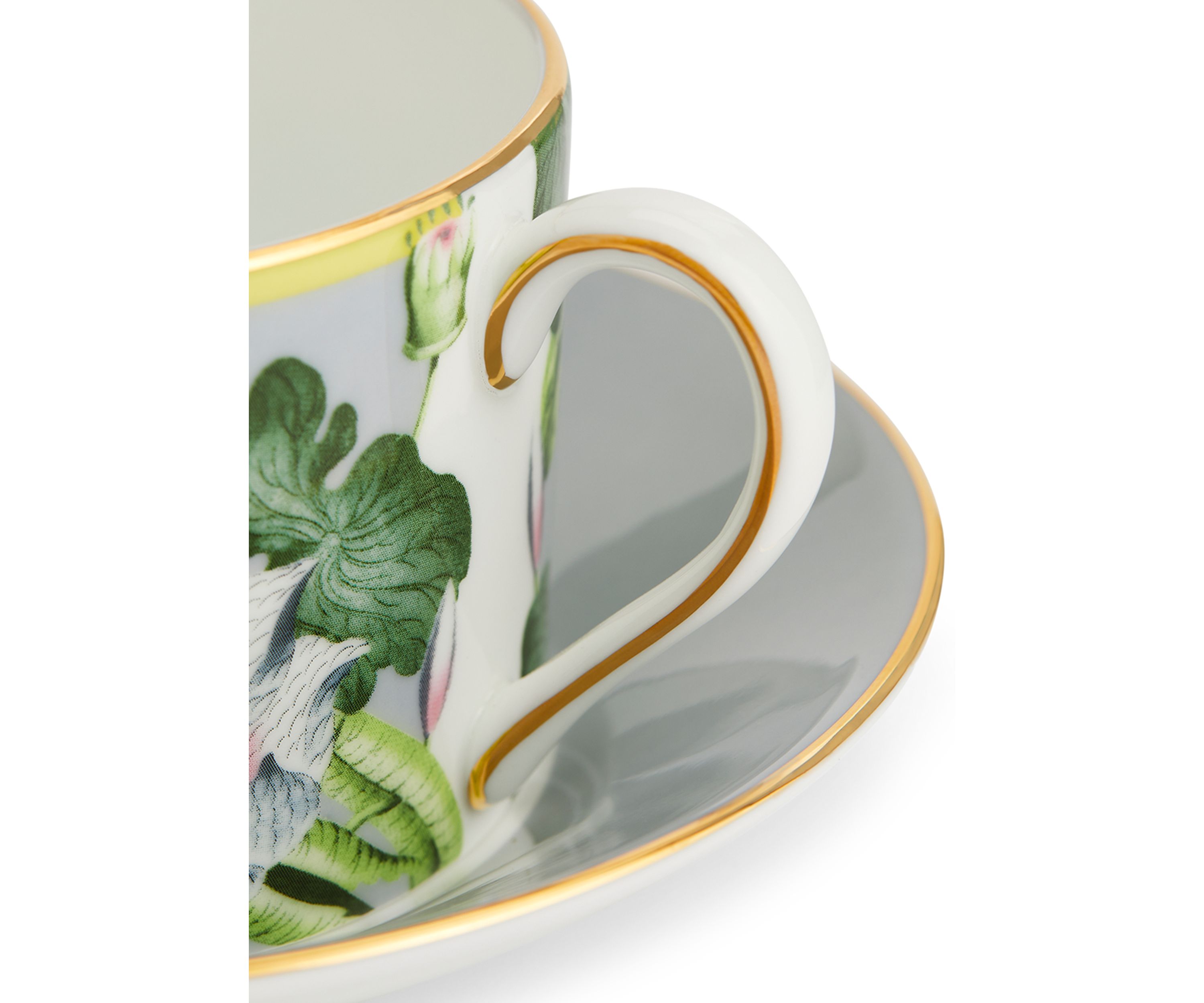 Floral Gold Trim Teacup and Saucer Set