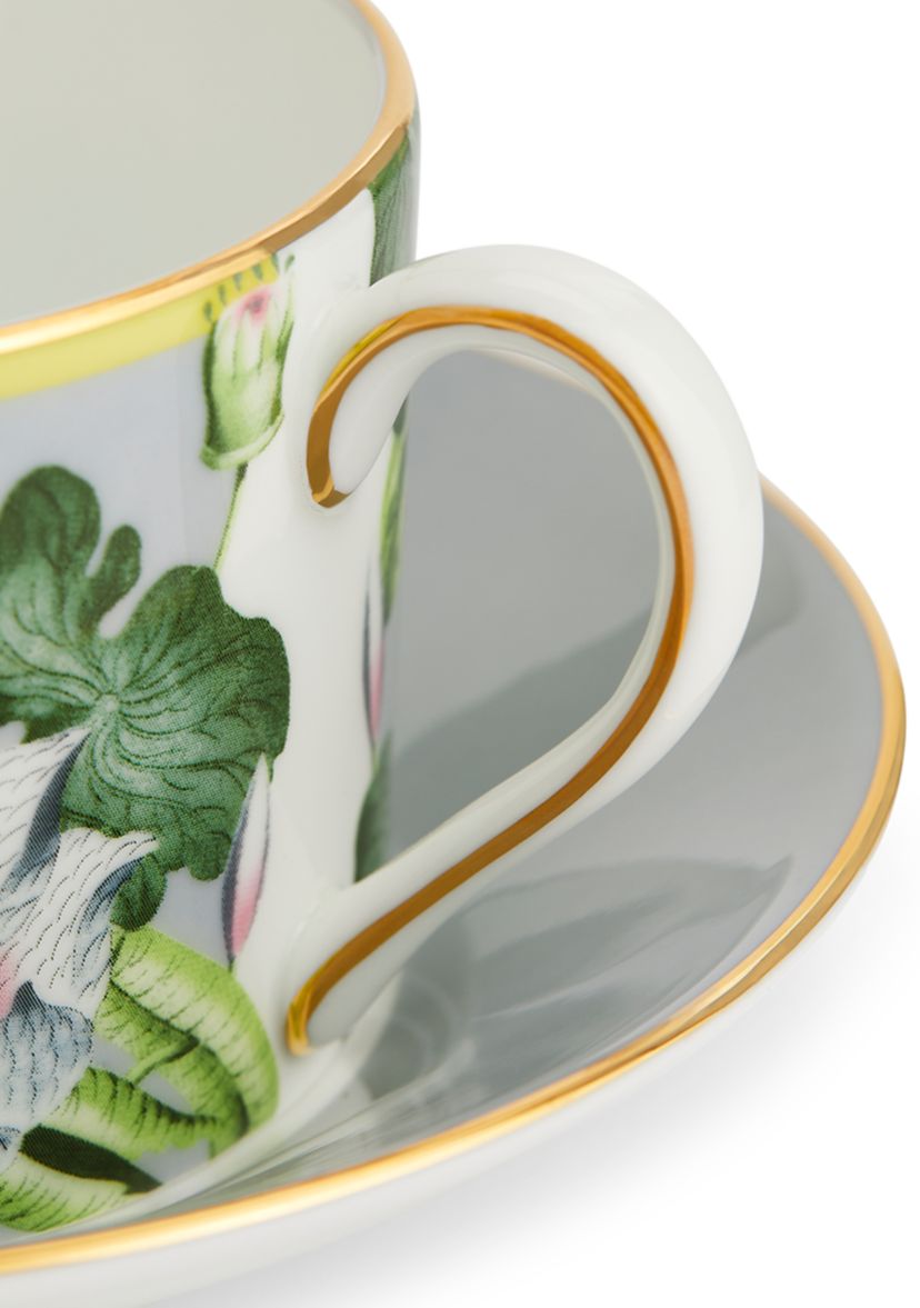 Floral Gold Trim Teacup and Saucer Set