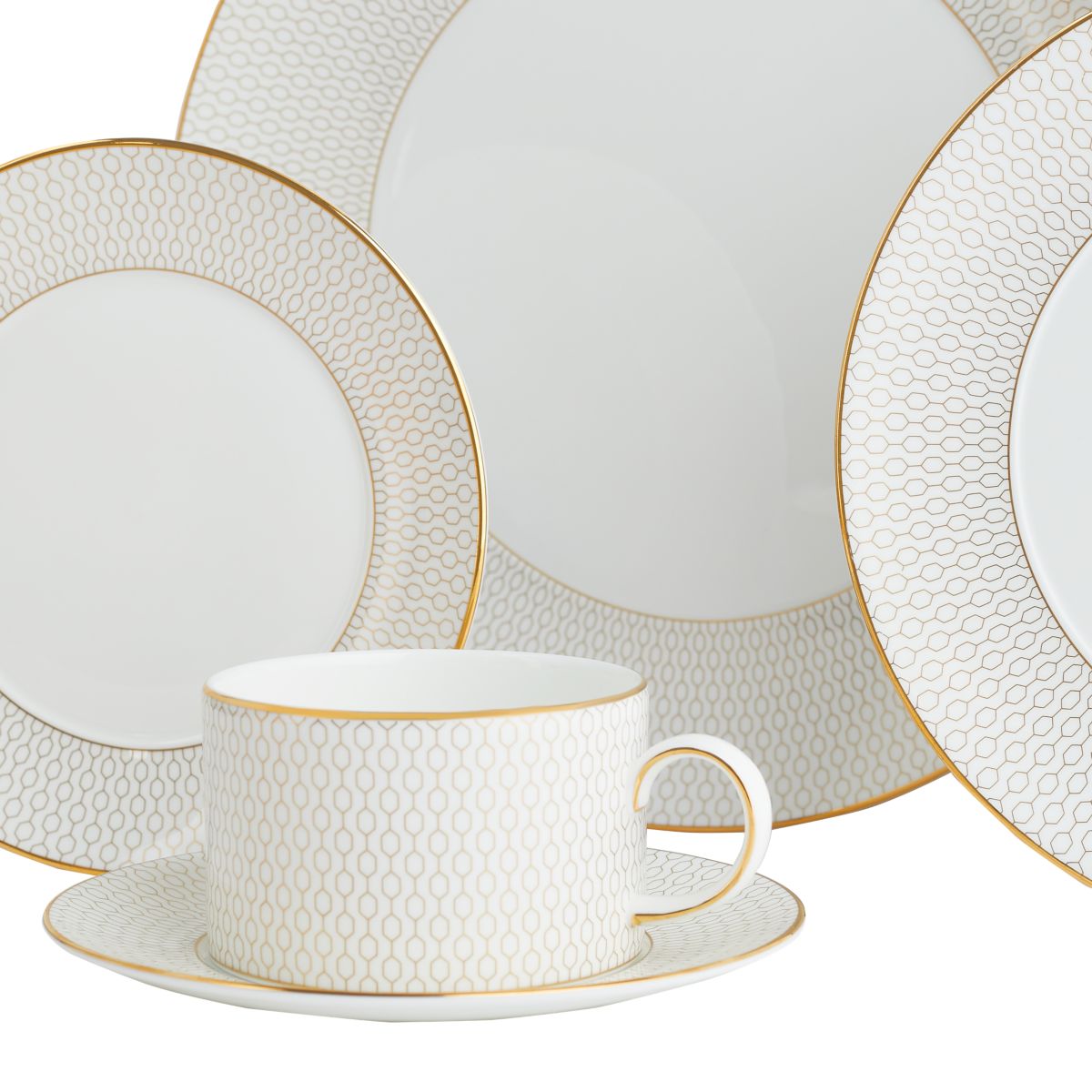 Gio Gold Dinnerware Set, 5 Pieces