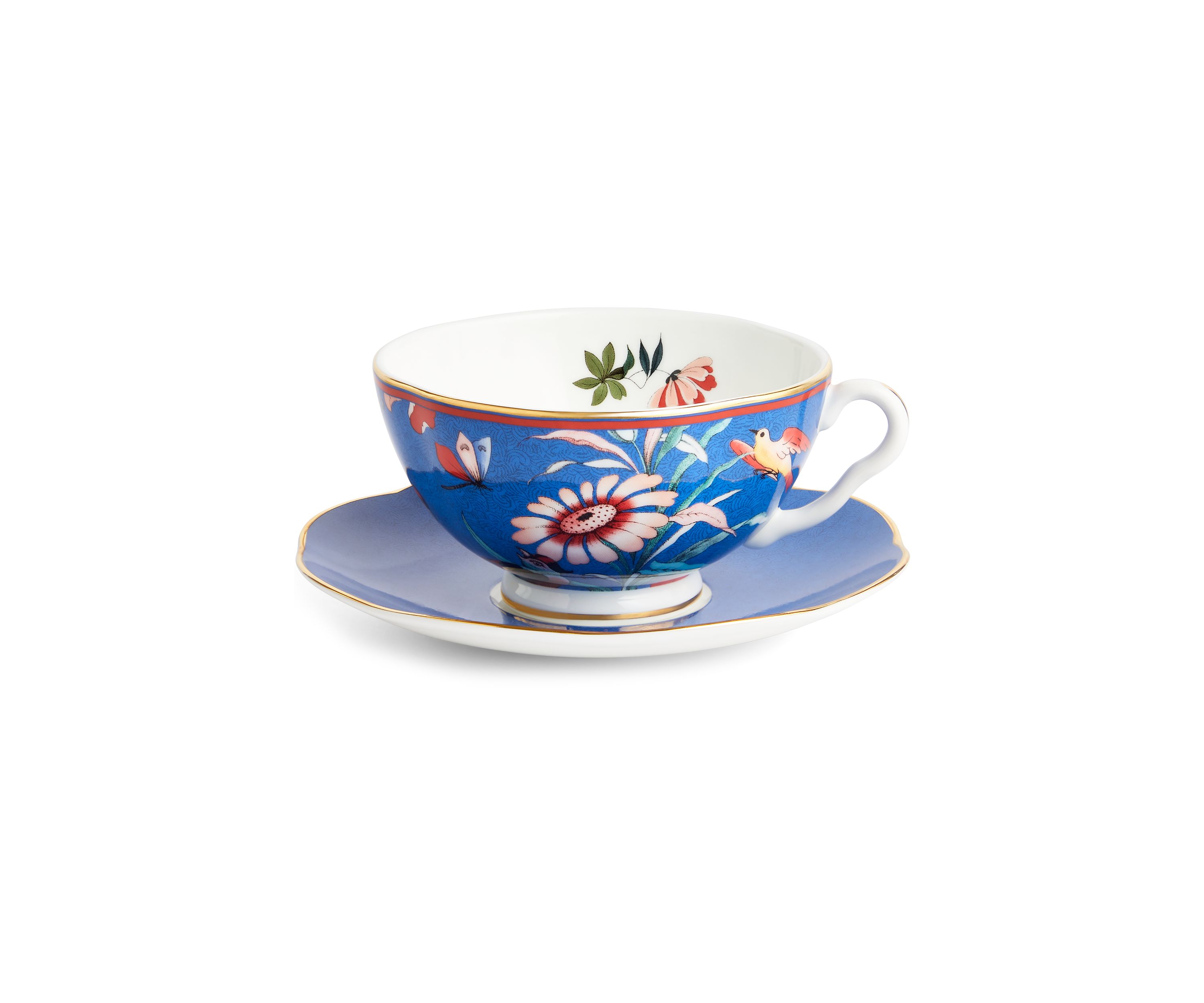 Blue Peony Teacup and Saucer Set