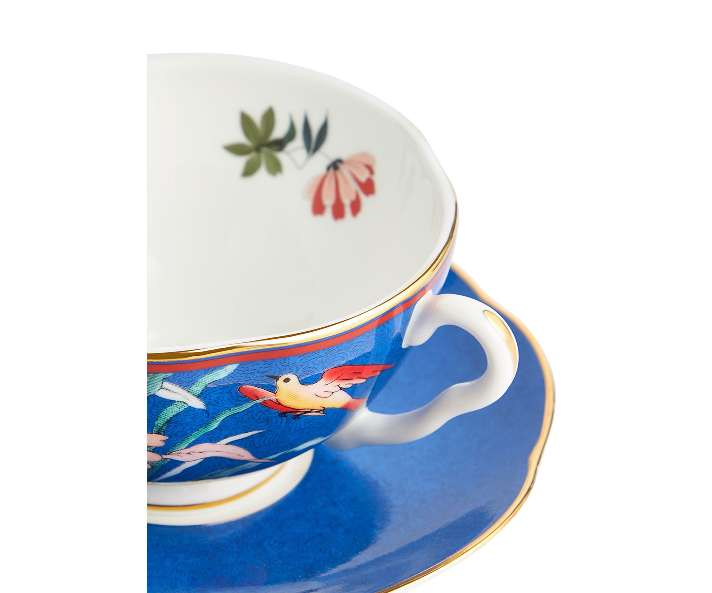 Blue Peony Teacup and Saucer Set