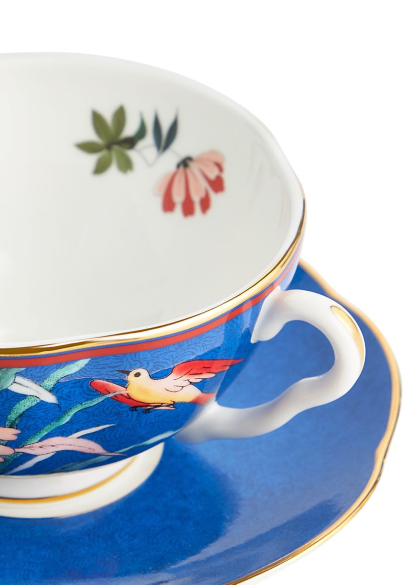 Blue Peony Teacup and Saucer Set