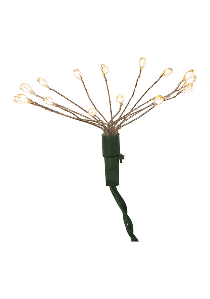 75-Light Cluster Burst Classic White Superbright LED Light Set with Green Wire