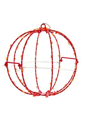 Kurt S. Adler 8-Inch Red LED Foldable Metal Sphere, White