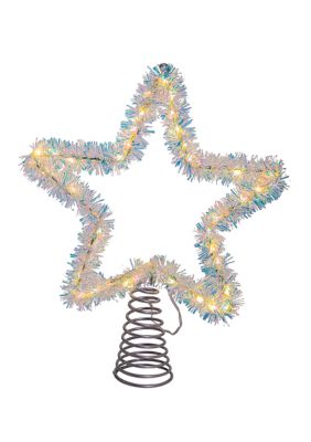 Kurt S. Adler 12.2-Inch Tinsel Star Tree Topper with Warm White LED Lights -  0086131580512