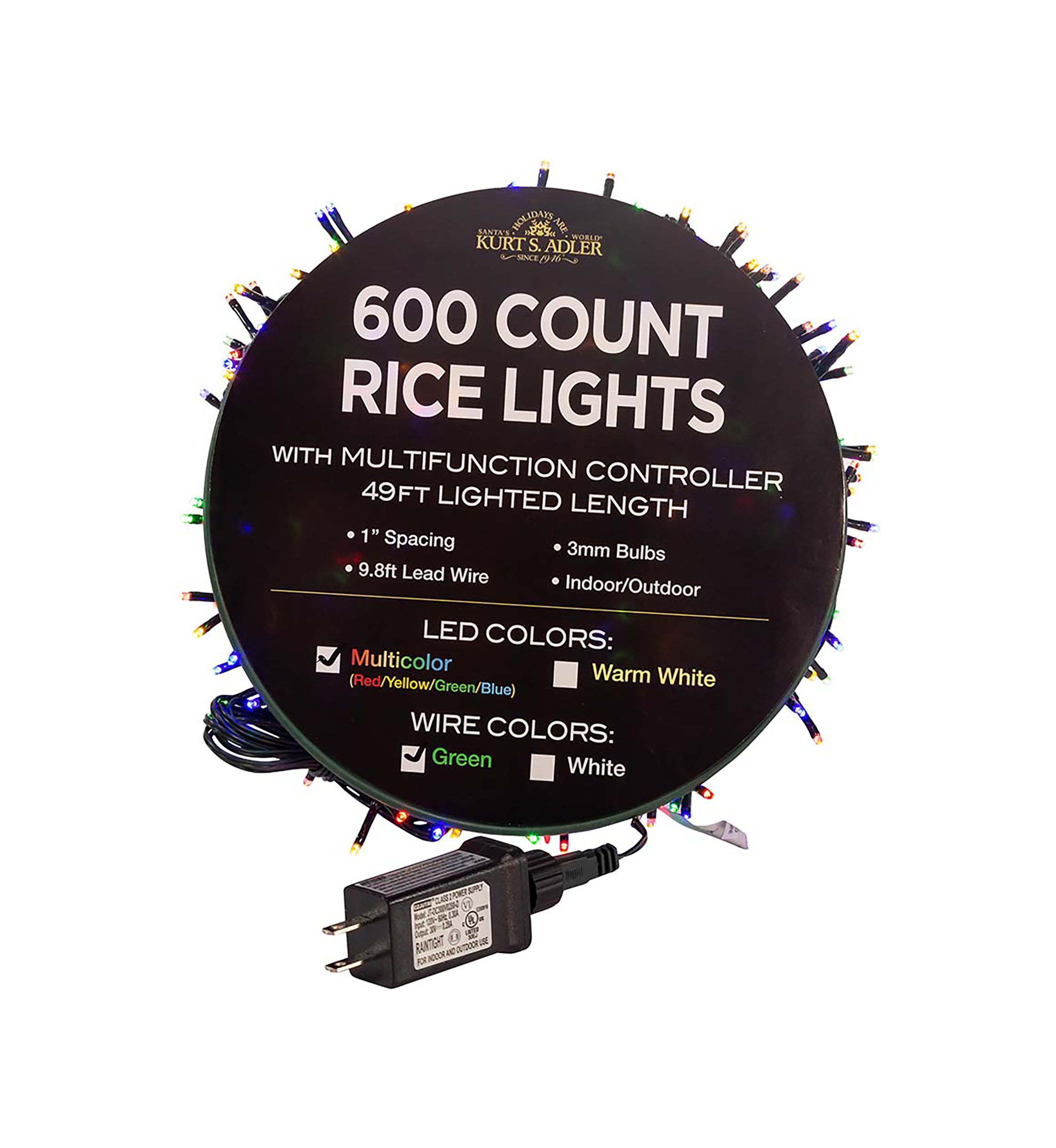 600-Light 49-Foot Multi-Color LED Rice Light Set