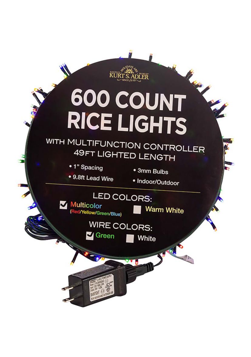 600-Light 49-Foot Multi-Color LED Rice Light Set