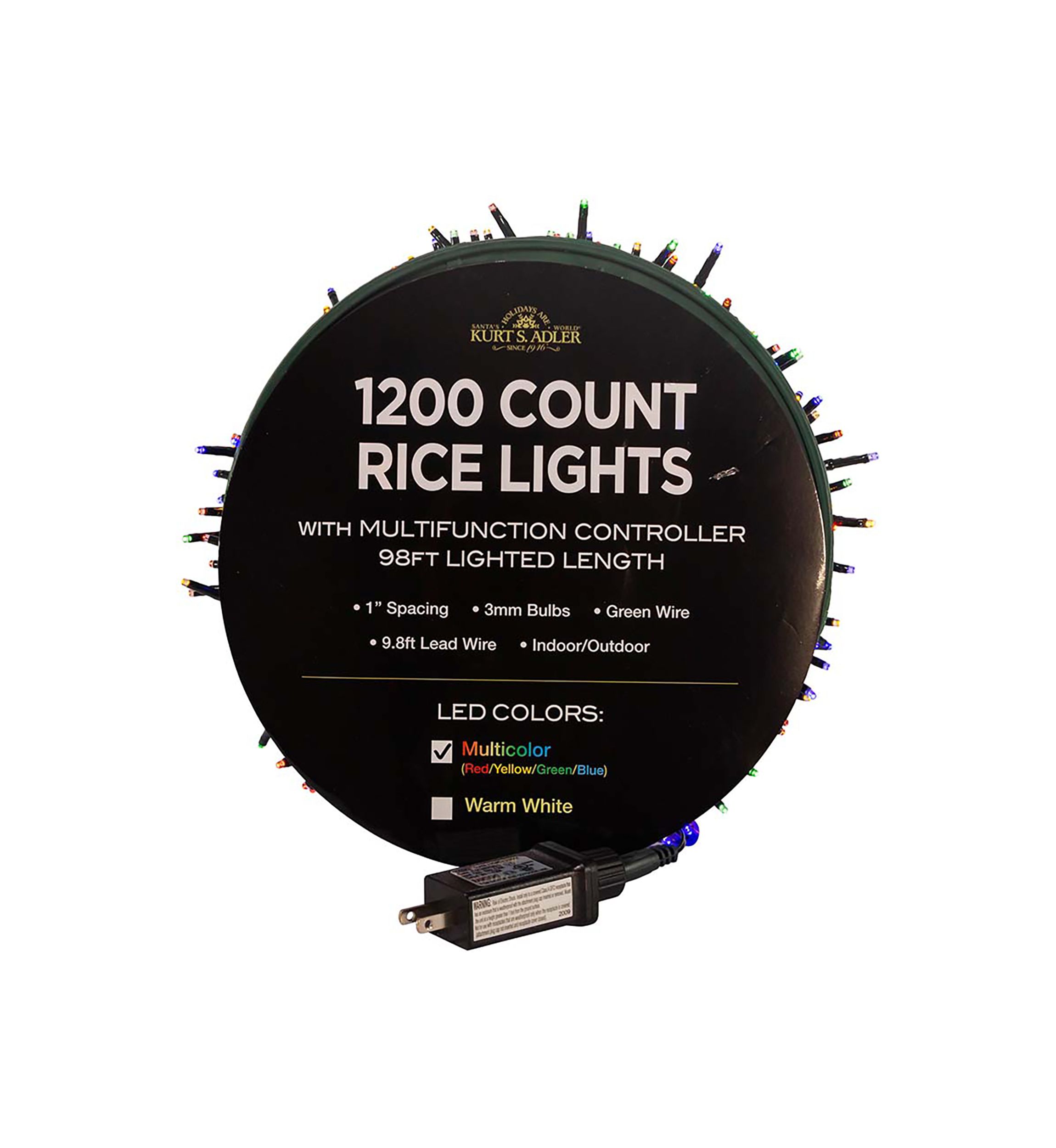 1200-Light 98-Foot Multi-Color LED Rice Light Set
