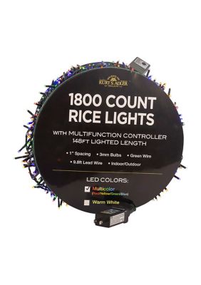 Kurt S. Adler 1800-Light 148-Foot Multi-Color LED Rice Light Set