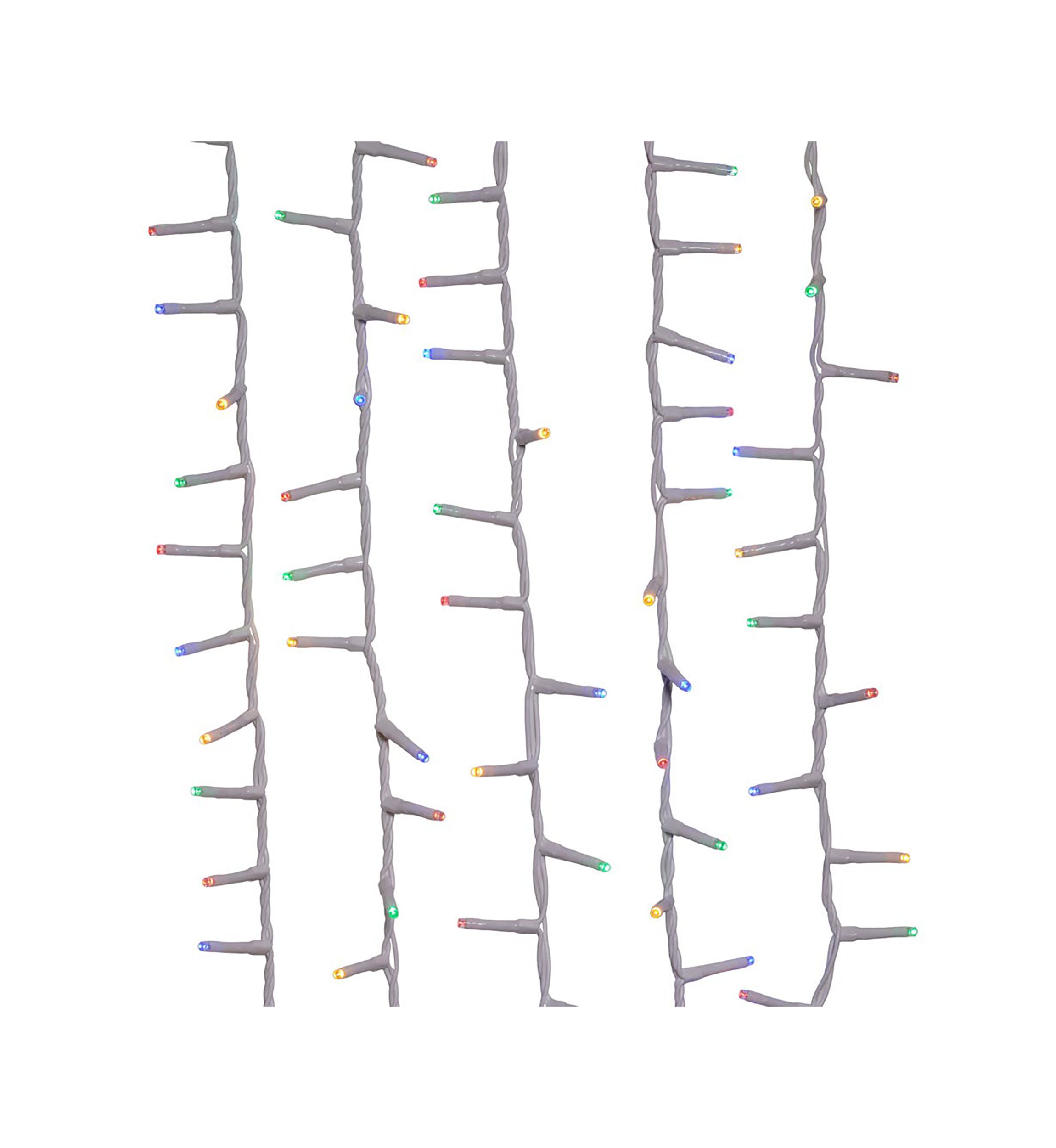 600-Light 49.2-Foot Multicolored LED White Wire Rice Light Set
