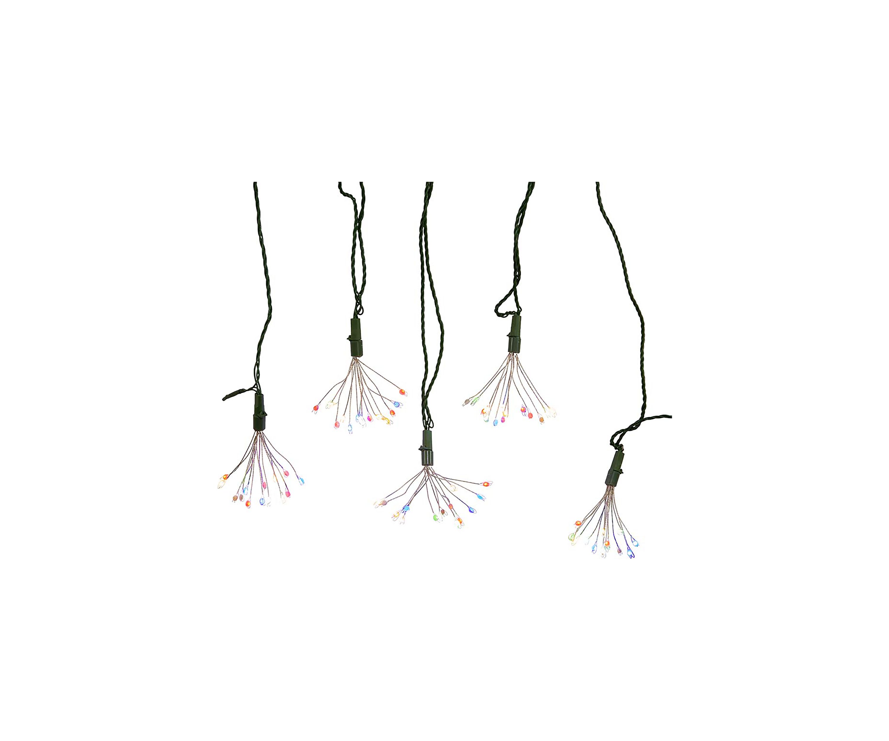 75-Light Cluster Lights and Multi-Color Twinkle LED Lights with Green Wire