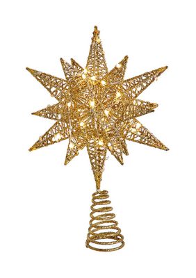 Kurt S. Adler 11-Inch Pre-Lit Twinkling LED 60-Light Gold Starburst Tree Topper