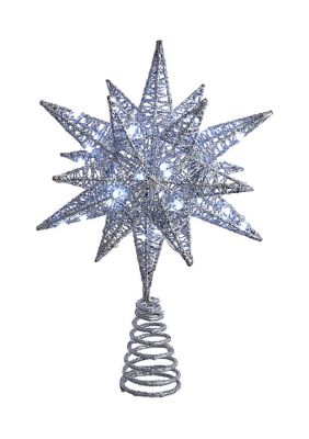 Kurt S. Adler 11-Inch Pre-Lit Twinkling LED 60-Light Silver Starburst Tree Topper