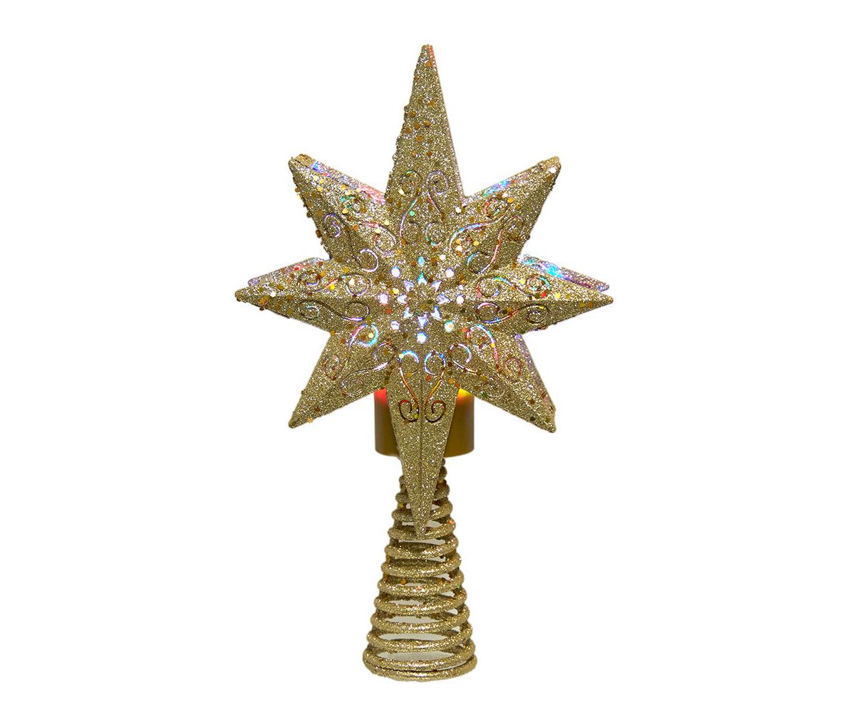 Kurt Adler 13.4 Inch Gold Glitter Polaris Projector Tree Topper