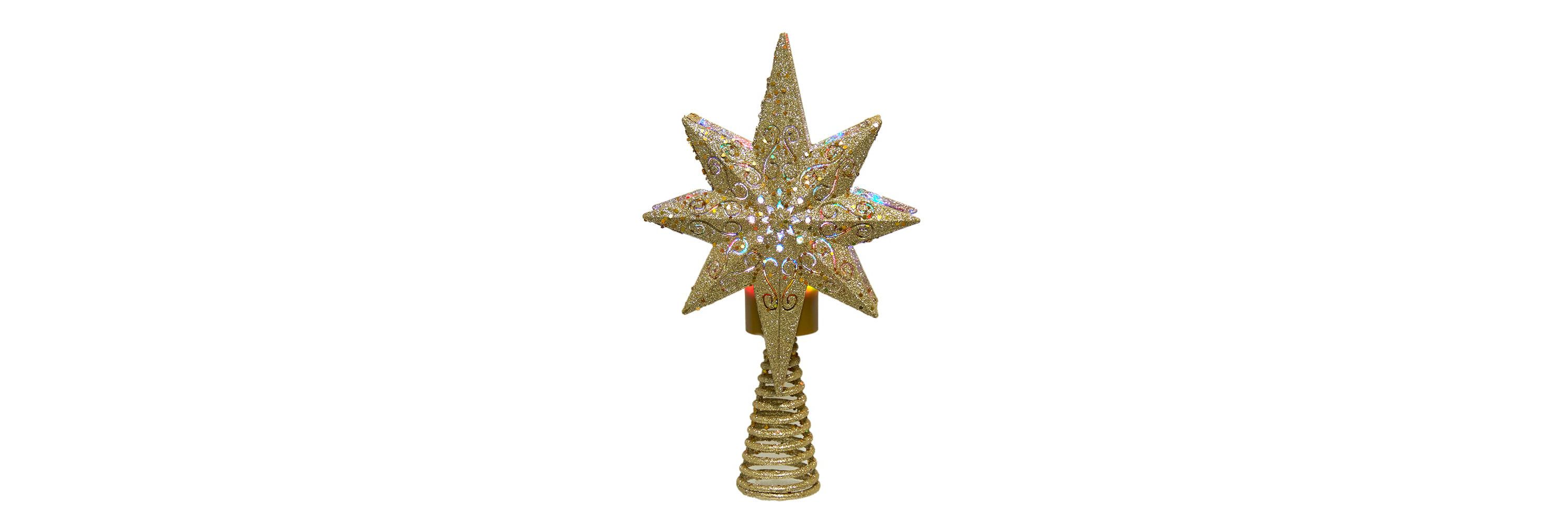 Kurt Adler 13.4 Inch Gold Glitter Polaris Projector Tree Topper