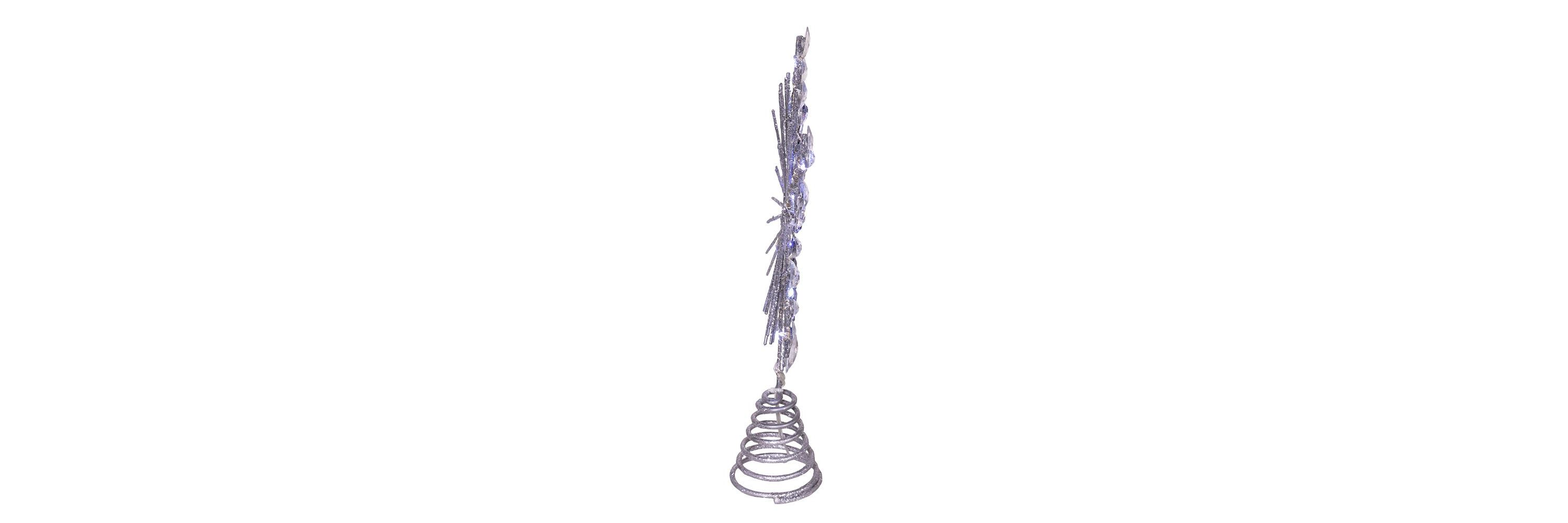 11.75. Inch 18-Light cool White Micro LED Silver Glittered Snowflake Treetopper