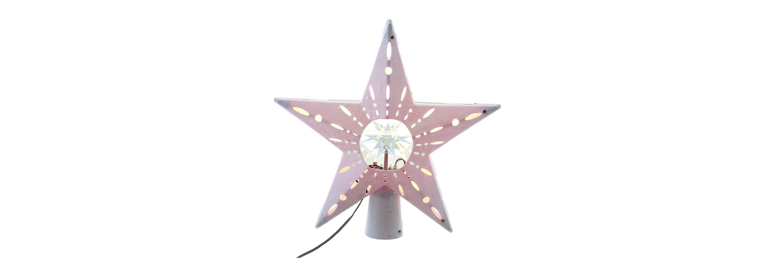 12.2-Inch Pre-lit White Glitter Iridescent Star Tree Topper