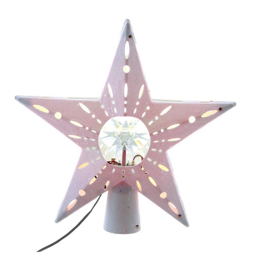 12.2-Inch Pre-lit White Glitter Iridescent Star Tree Topper