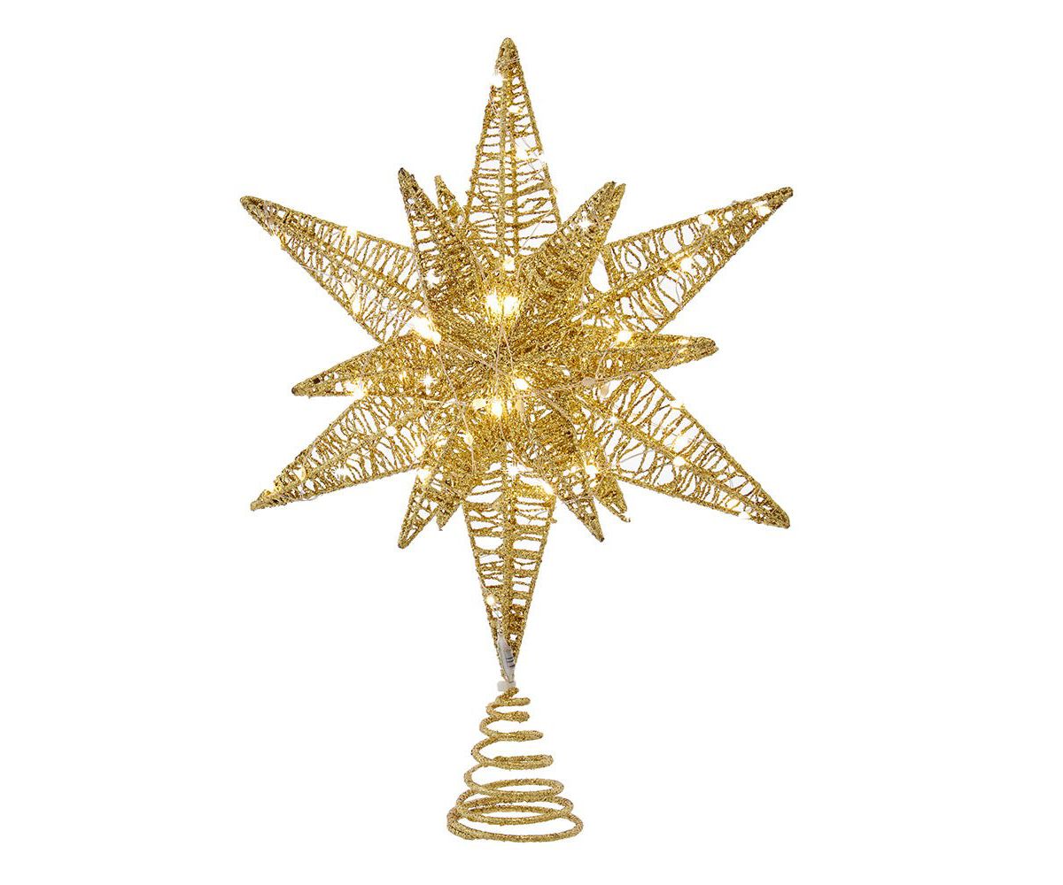15-Inch Twinkling LED Gold Starburst Tree Topper