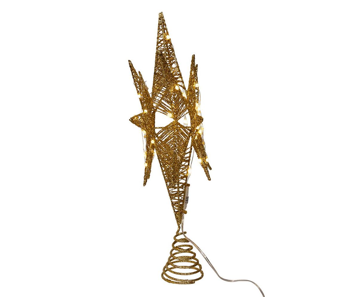 15-Inch Twinkling LED Gold Starburst Tree Topper
