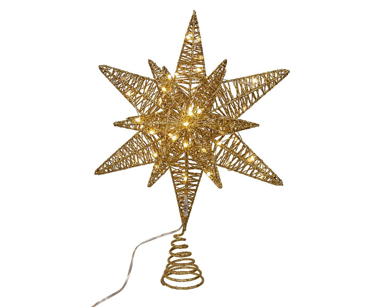 15-Inch Twinkling LED Gold Starburst Tree Topper