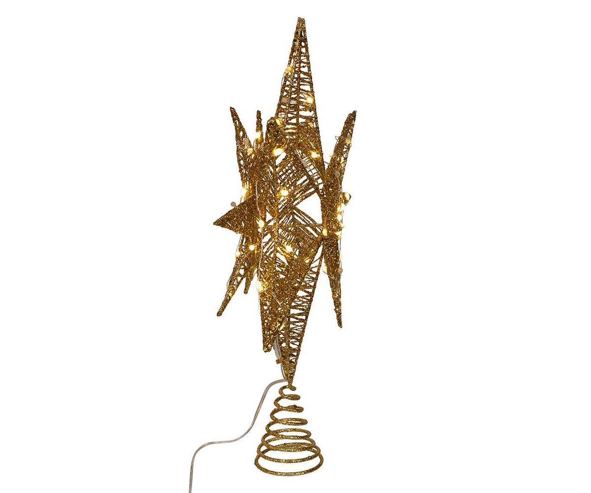 15-Inch Twinkling LED Gold Starburst Tree Topper