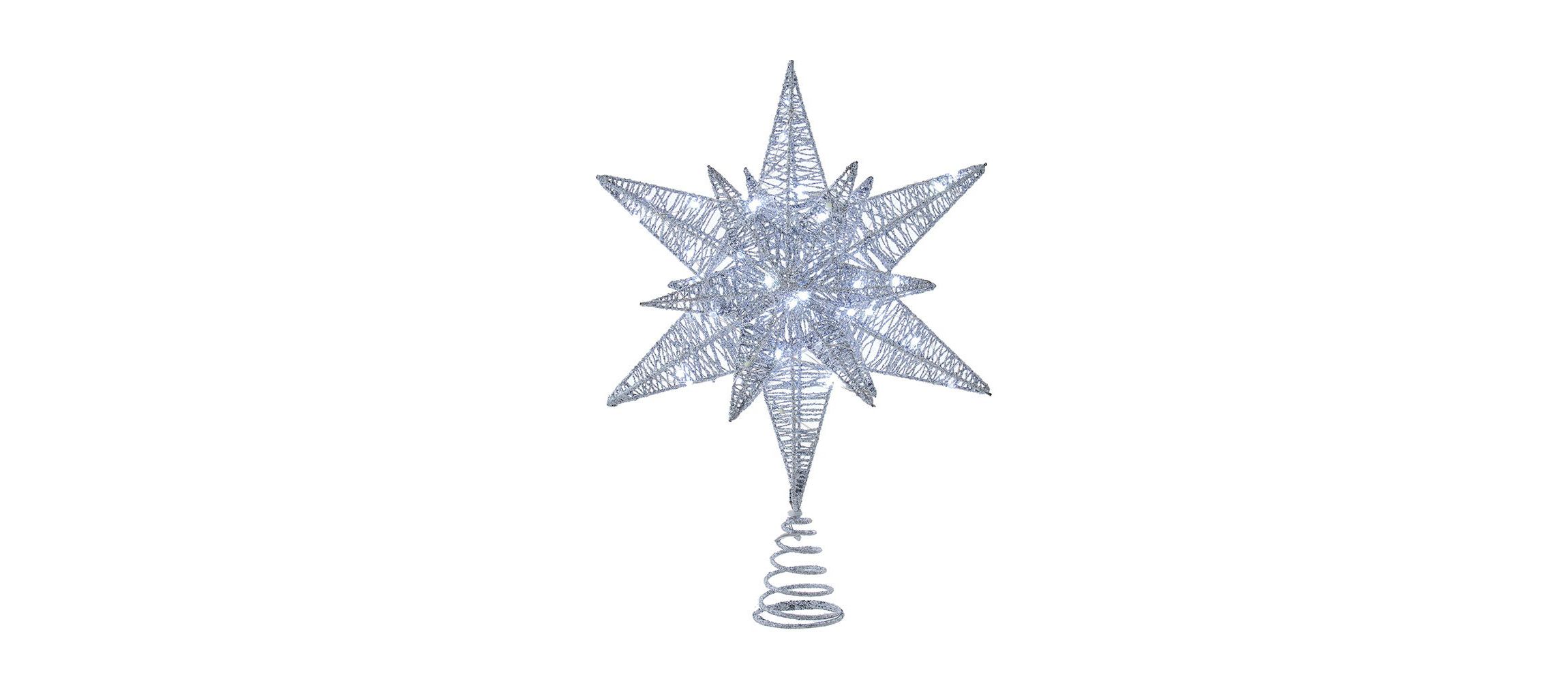 15-Inch 80-Light Cool White Micro LED Silver Starburst Tree Topper