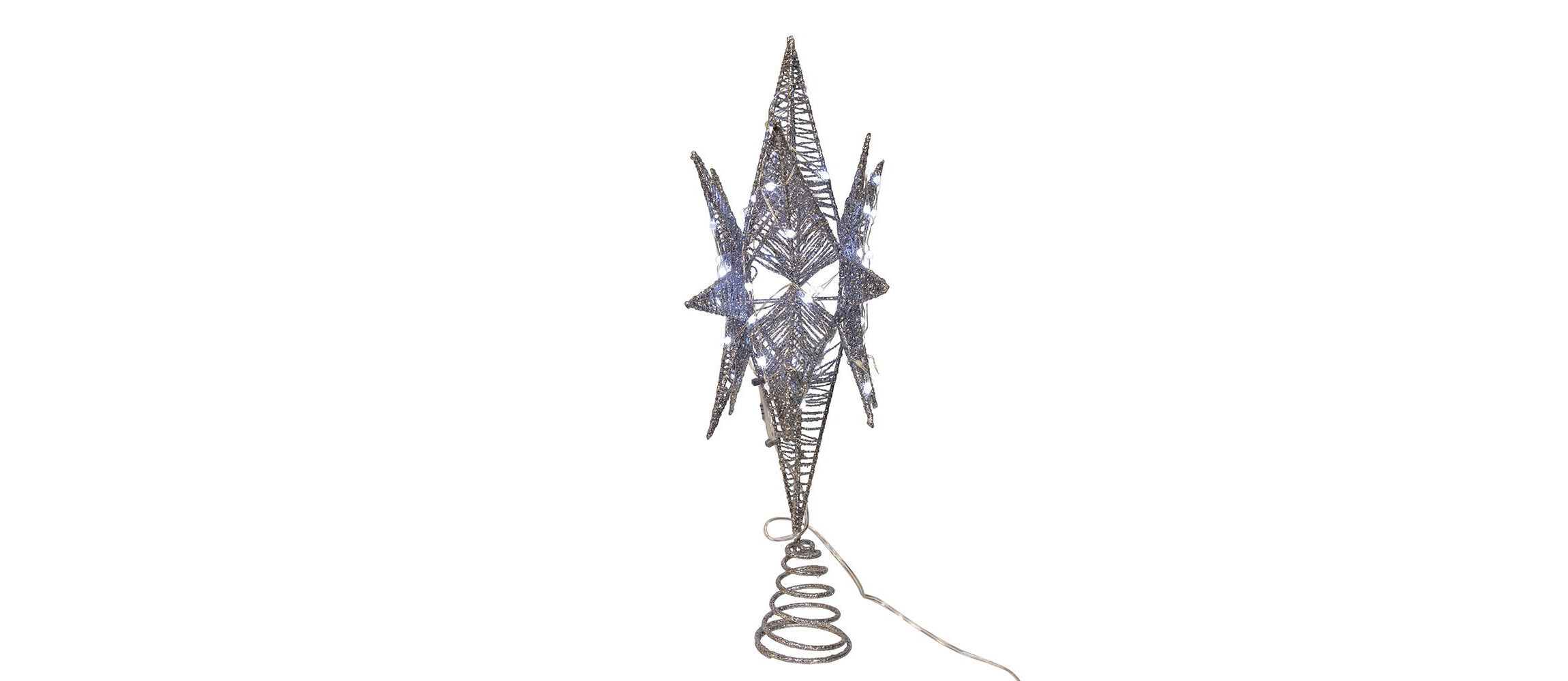 15-Inch 80-Light Cool White Micro LED Silver Starburst Tree Topper