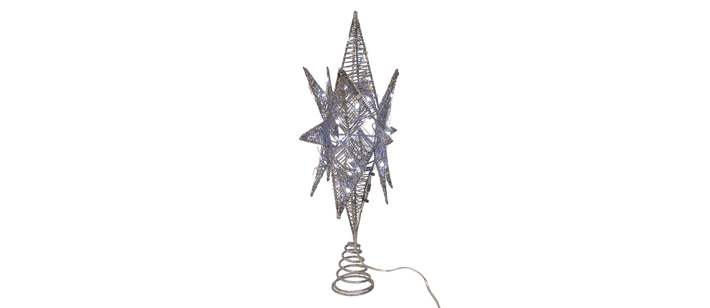 15-Inch 80-Light Cool White Micro LED Silver Starburst Tree Topper