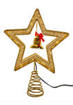 12-Inch 45-Light Gold Star Tree Topper with Bell