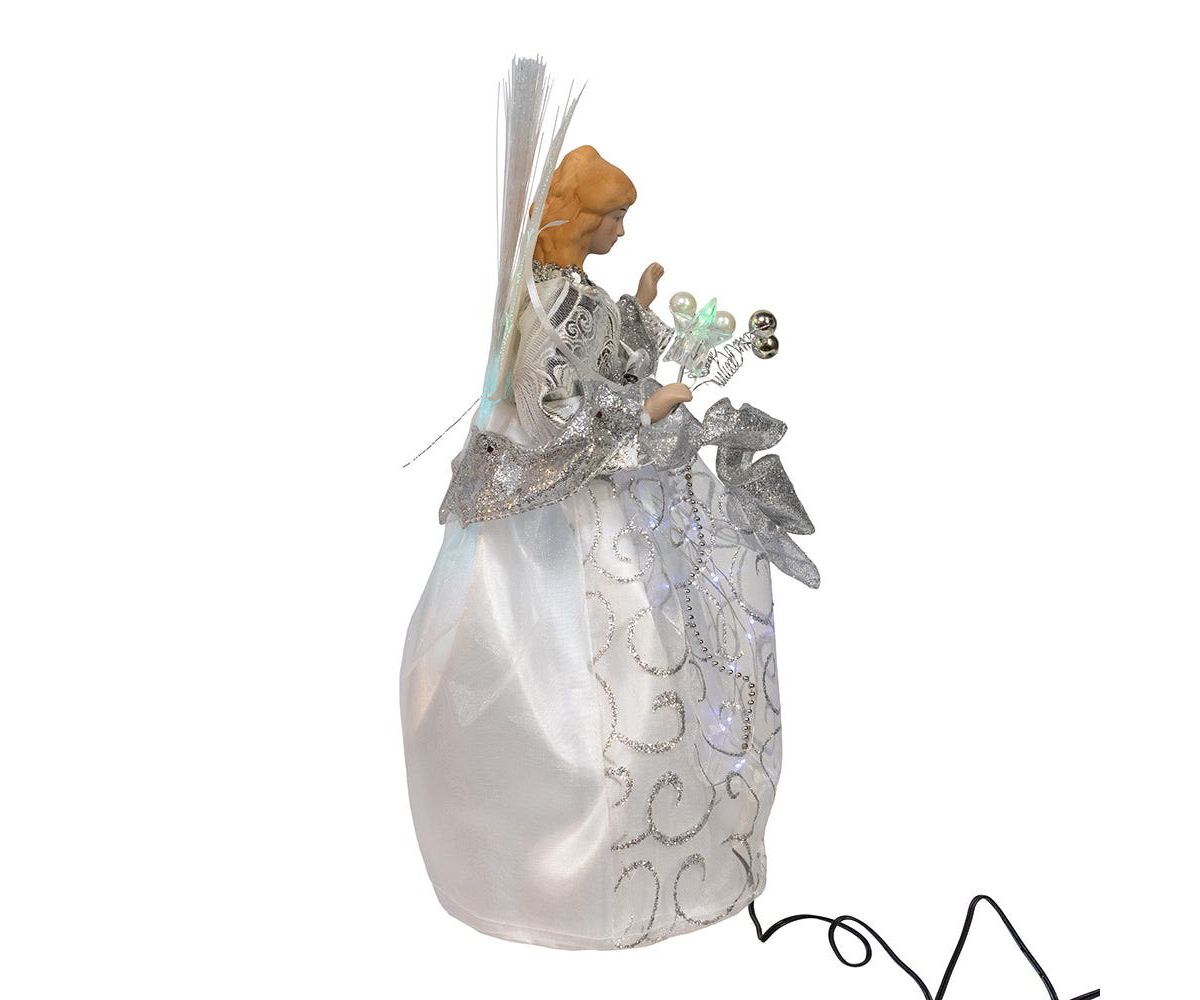 12-Inch UL 30-Light Fairy LED Fiber Optic Silver Angel Tree Topper