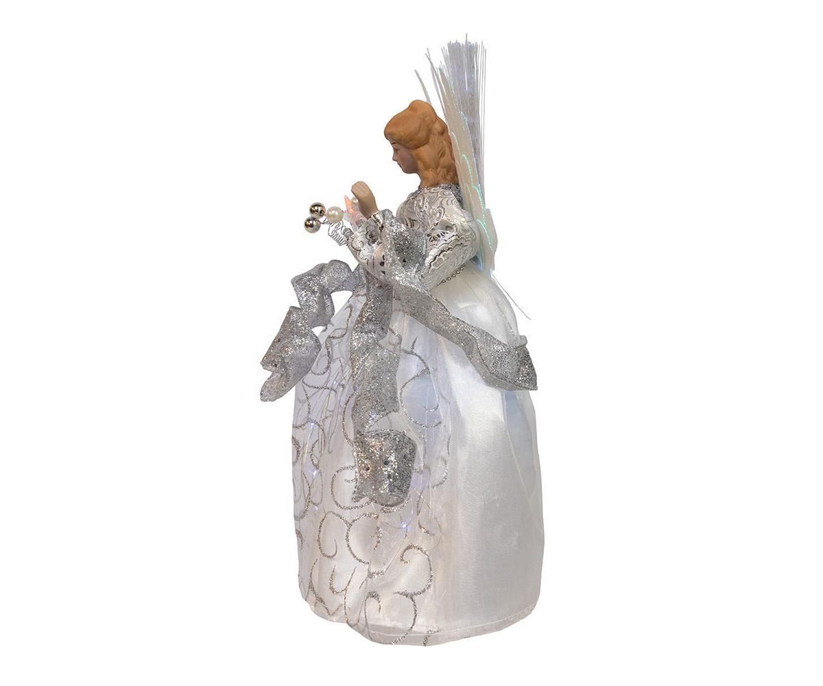 12-Inch UL 30-Light Fairy LED Fiber Optic Silver Angel Tree Topper