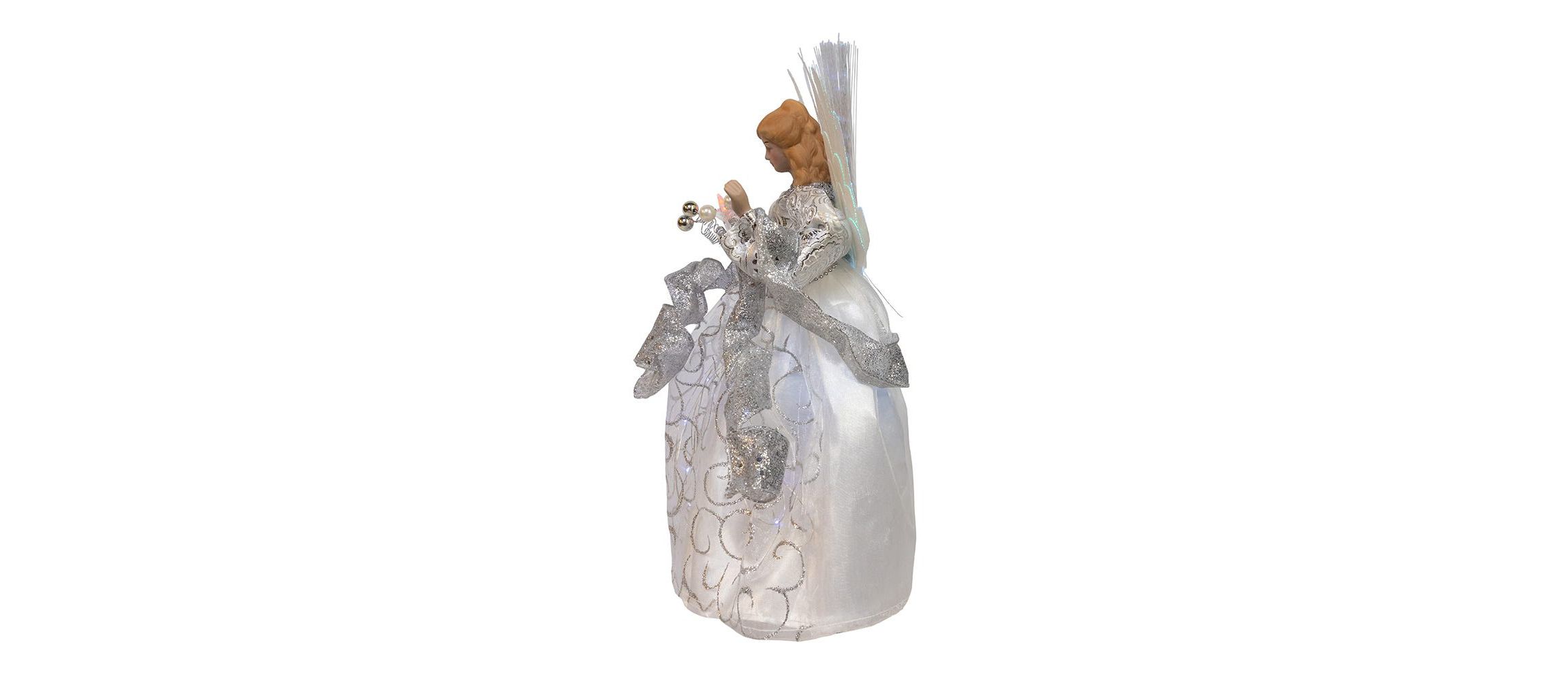 12-Inch UL 30-Light Fairy LED Fiber Optic Silver Angel Tree Topper