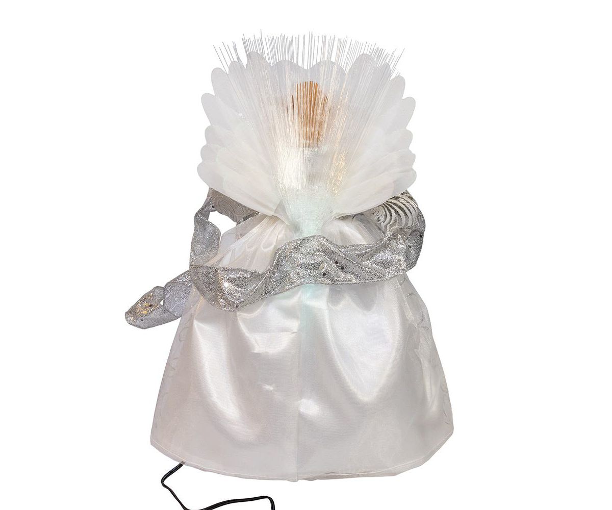 12-Inch UL 30-Light Fairy LED Fiber Optic Silver Angel Tree Topper