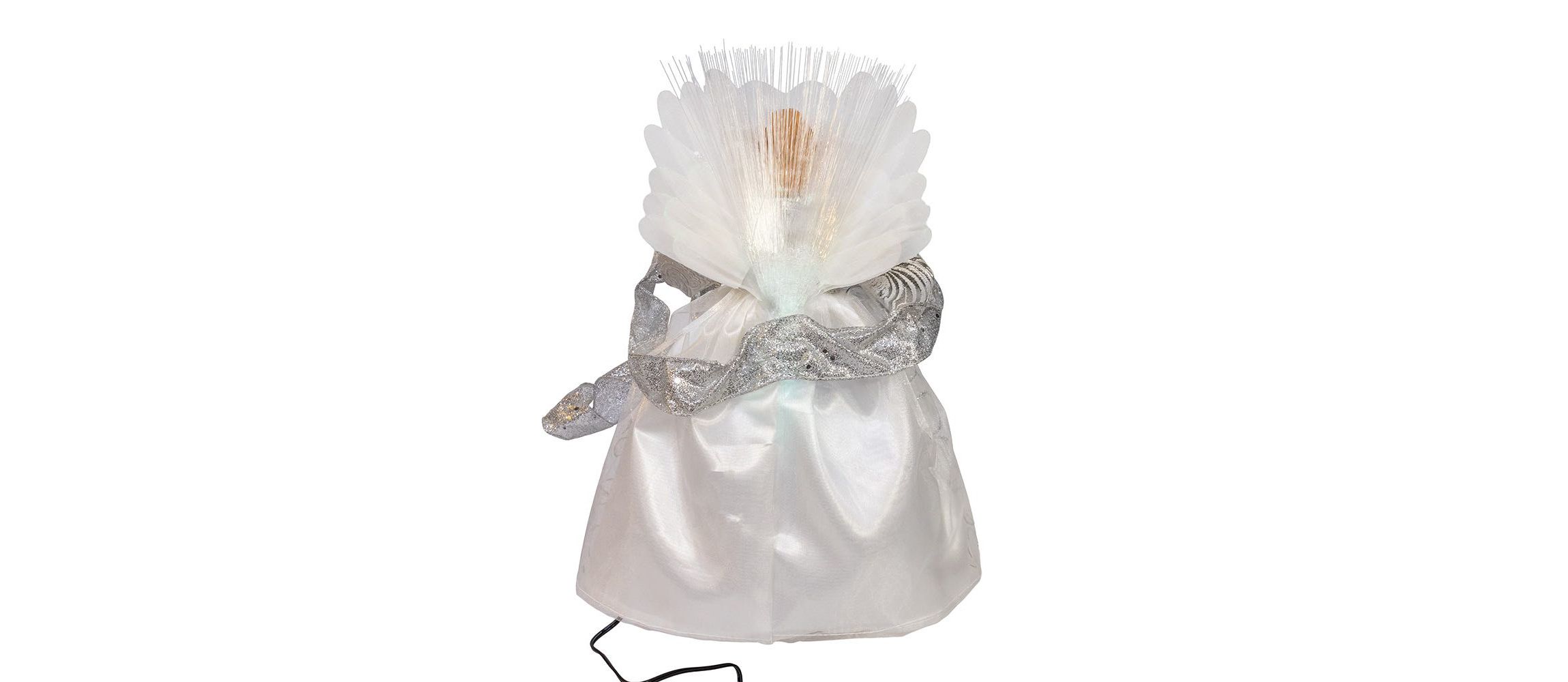 12-Inch UL 30-Light Fairy LED Fiber Optic Silver Angel Tree Topper